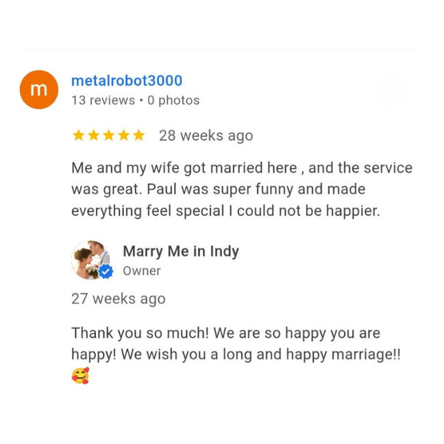 Peter's Civil Ceremony Review Marry Me In Indy Reviews